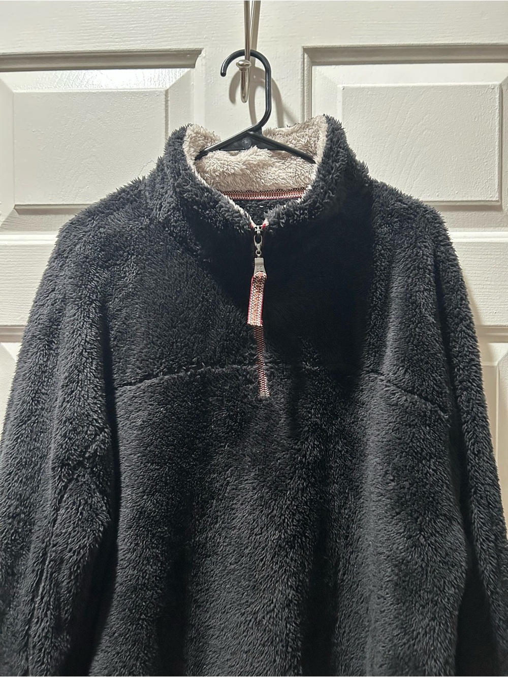 True Grit Unisex Black Plush Fuzzy 1/4 Zip Turtleneck Pullover Jacket Size Large - Picture 2 of 7